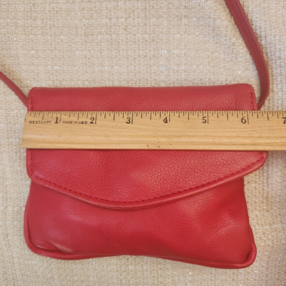 SOLD Red Leather Mini Small Crossbody Bag - Picture 13 of 16